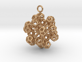 Dodecahedrons at vertex earrings in Natural Bronze