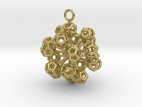 Dodecahedrons at vertex earrings in Natural Brass