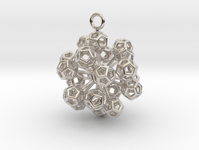 Dodecahedrons at vertex earrings in Platinum