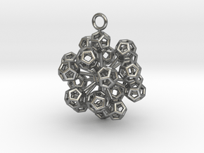 Dodecahedrons at vertex earrings in Natural Silver