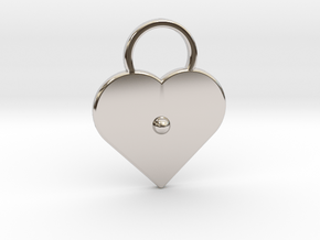 "a" Braille Heart in Rhodium Plated Brass