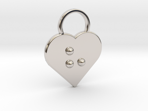 "h" Braille Heart in Platinum