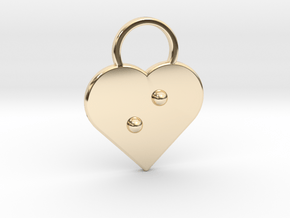 "i" Braille Heart in 14k Gold Plated Brass