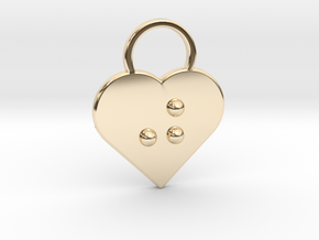 "j" braille heart in 14K Yellow Gold