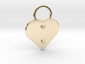 "k" Braille Heart in 14k Gold Plated Brass