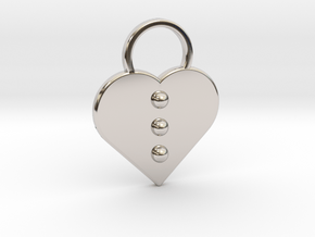 "l" Braille Heart in Rhodium Plated Brass