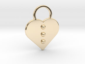 "l" Braille Heart in 14k Gold Plated Brass