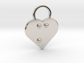 "m" Braille Heart in Platinum