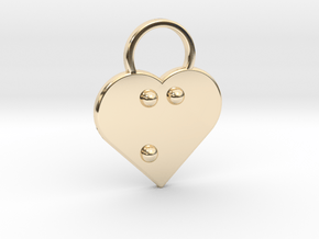 "m" Braille Heart in 14k Gold Plated Brass