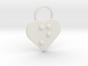 "n" Braille Heart in White Natural Versatile Plastic