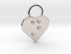 "n" Braille Heart in Platinum