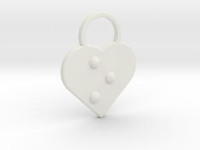 "o" Braille Heart in White Natural Versatile Plastic