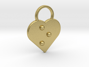 "o" Braille Heart in Natural Brass