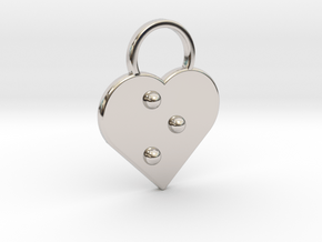 "o" Braille Heart in Platinum