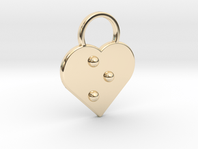 "o" Braille Heart in 14k Gold Plated Brass