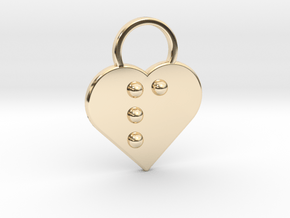 "p" Braille Heart in 14K Yellow Gold