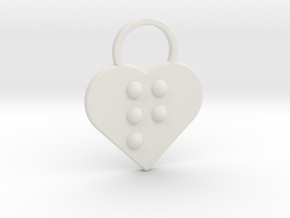 "q" Braille Heart in White Natural Versatile Plastic