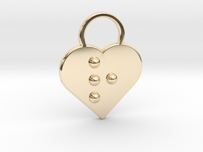 "r" Braille Heart in 14k Gold Plated Brass