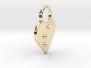 "s" Braille Heart in 14k Gold Plated Brass