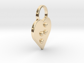 "t" Braille Heart in 14k Gold Plated Brass