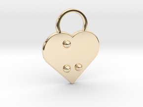 "u" Braille Heart in 14k Gold Plated Brass