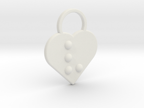 "v" Braille Heart in White Natural Versatile Plastic