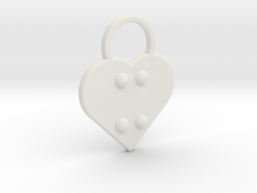 "x" Braille Heart in White Natural Versatile Plastic