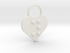 "y" Braille Heart in White Natural Versatile Plastic