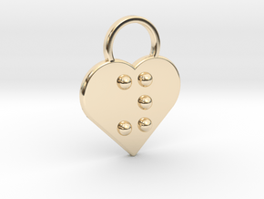 "y" Braille Heart in 14K Yellow Gold