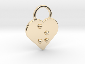 "z" Braille Heart in 14k Gold Plated Brass