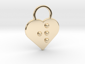 "w" Braille Heart in 14k Gold Plated Brass