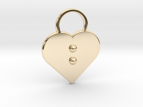 "b" Braille Heart in 14k Gold Plated Brass
