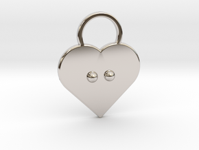"c" Braille Heart in Rhodium Plated Brass