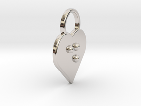 "d" Braille Heart in Rhodium Plated Brass