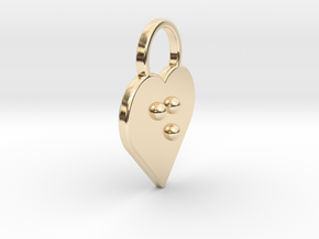 "d" Braille Heart in 14k Gold Plated Brass