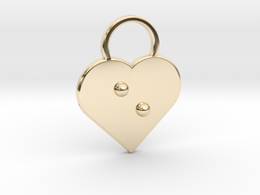 "e" Braille Heart in 14k Gold Plated Brass