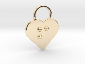 "f" Braille Heart in 14k Gold Plated Brass