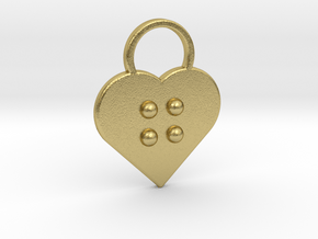 "g" Braille Heart in Natural Brass