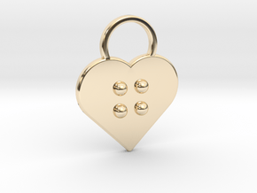 "g" Braille Heart in 14k Gold Plated Brass