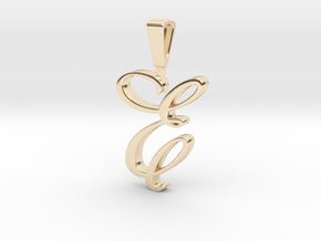 INITIAL PENDANT E in 14K Yellow Gold