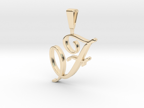 INITIAL PENDANT F in 14k Gold Plated Brass