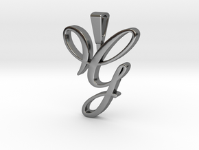 INITIAL PENDANT G in Fine Detail Polished Silver