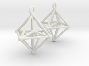 Hyperoctahedron Earrings in White Natural Versatile Plastic