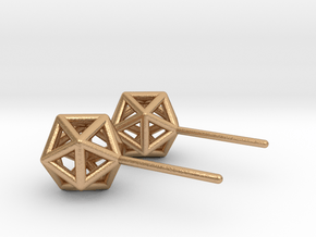 Simple Icosahedron Earring studs in Natural Bronze
