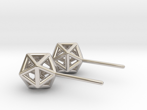 Simple Icosahedron Earring studs in Platinum