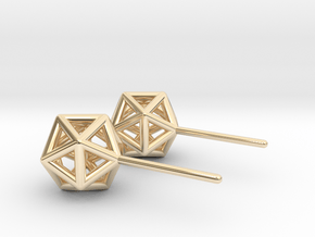 Simple Icosahedron Earring studs in 14k Gold Plated Brass