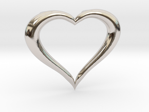 Love Heart Necklace in Rhodium Plated Brass