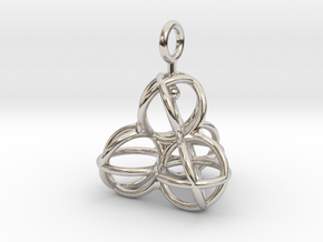 Tetrahedron Balls earring with interlock hook ring in Platinum