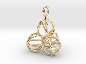 Tetrahedron Balls earring with interlock hook ring in 14K Yellow Gold