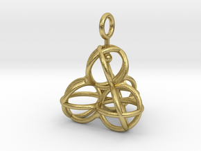 Tetrahedron Balls earring with interlock hook ring in Natural Brass (Interlocking Parts)